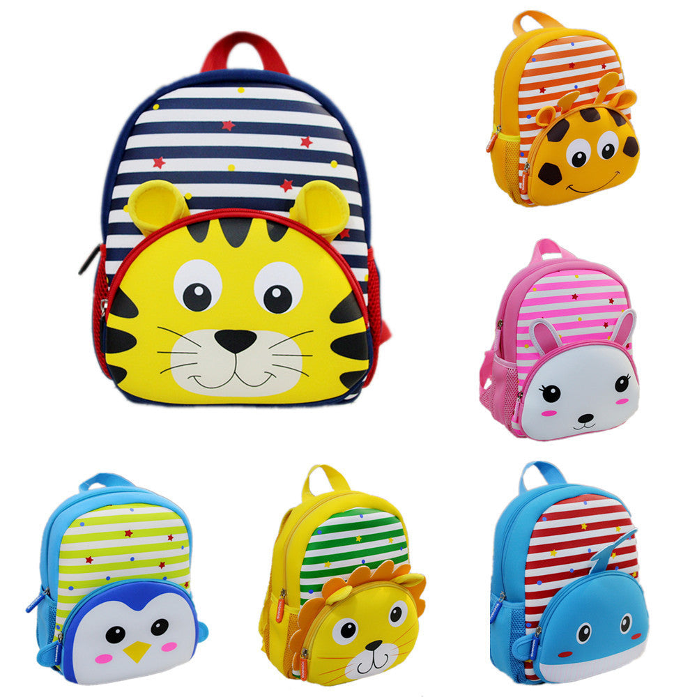 Children's cartoon backpack with adjustable shoulder straps and spacious compartments for boys and girls, suitable for school and travel