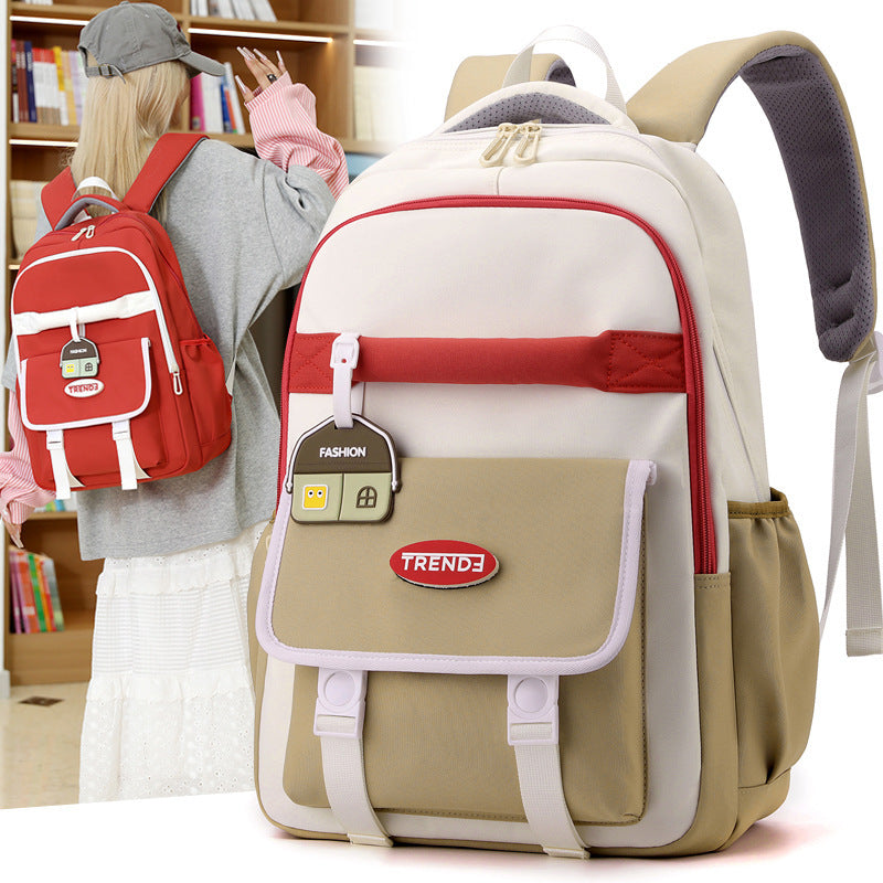 New Preppy Style Girls Casual Multicolor Lightweight Double-shoulder Backpack