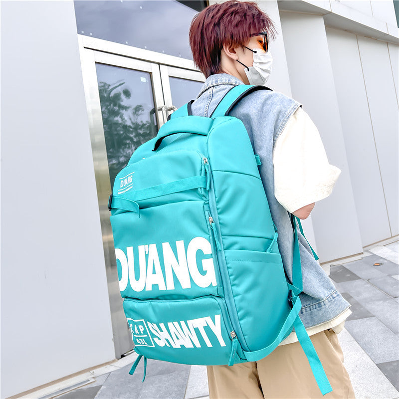 Large Capacity Travel Backpack with laptop compartment, ergonomic shoulder straps, spacious storage, and multifunction design for travel and business