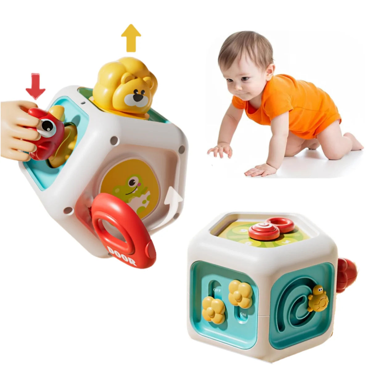 Baby Busy Board Cube Montessori Toys Sensory Activity Ball Early Educational Toy Learning Fine Motor Skills Toy Travel Toy Gifts