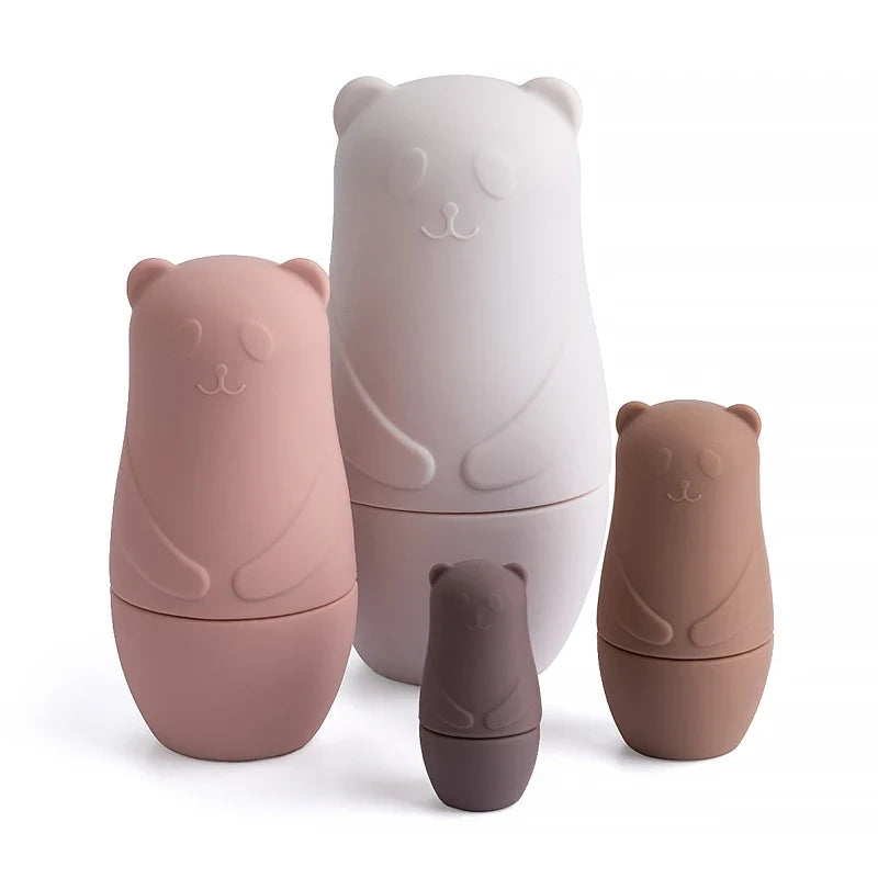 1setMontessori Nesting Dolls Toy Russian Matryoshka Doll Educational Toys for Children Silicone Stacking Blocks Doll Inside Doll