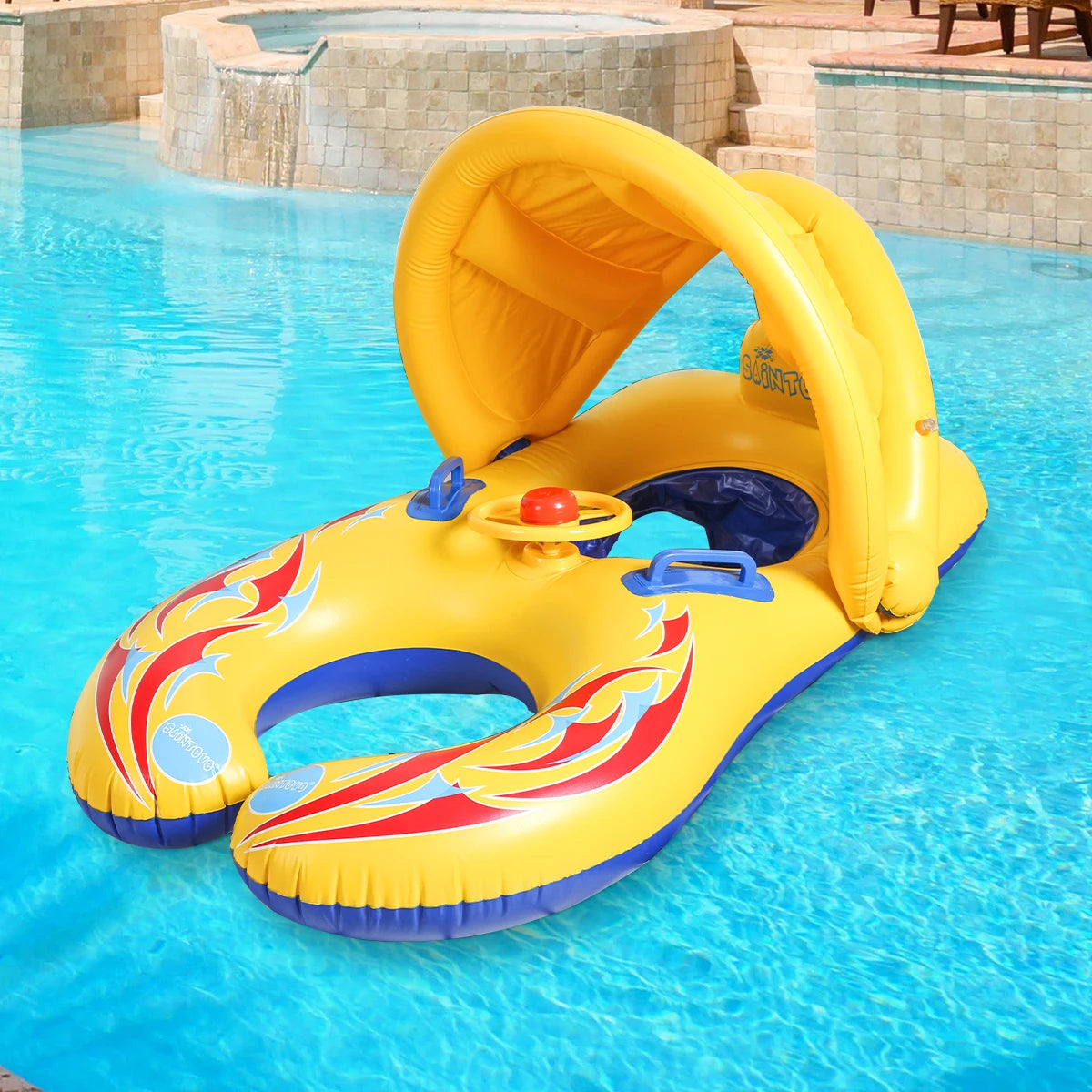 1PC Mommy and Me Pool Float with Removable Canopy,Pool Floats, Infant Seat Float for Swimming Pool