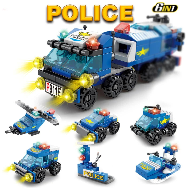 New City Fire Fighting Truck Car Vehicle Police Building block Toys Assemble DIY Children Toys Christmas Gifts