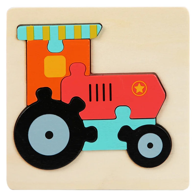 Kids Wooden Toys 3D Wood Puzzle Cartoon Animals Cognitive Jigsaw Puzzle Early Learning Educational Toys For Children Gift