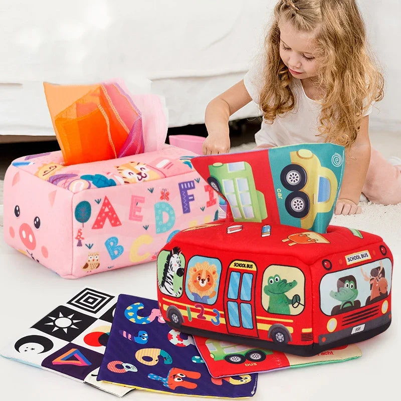 Baby Montessori Toy,Magic Tissue Box,Educational Learning Activity Sensory Toy For Kids Finger Exercising Busy Board Baby Game