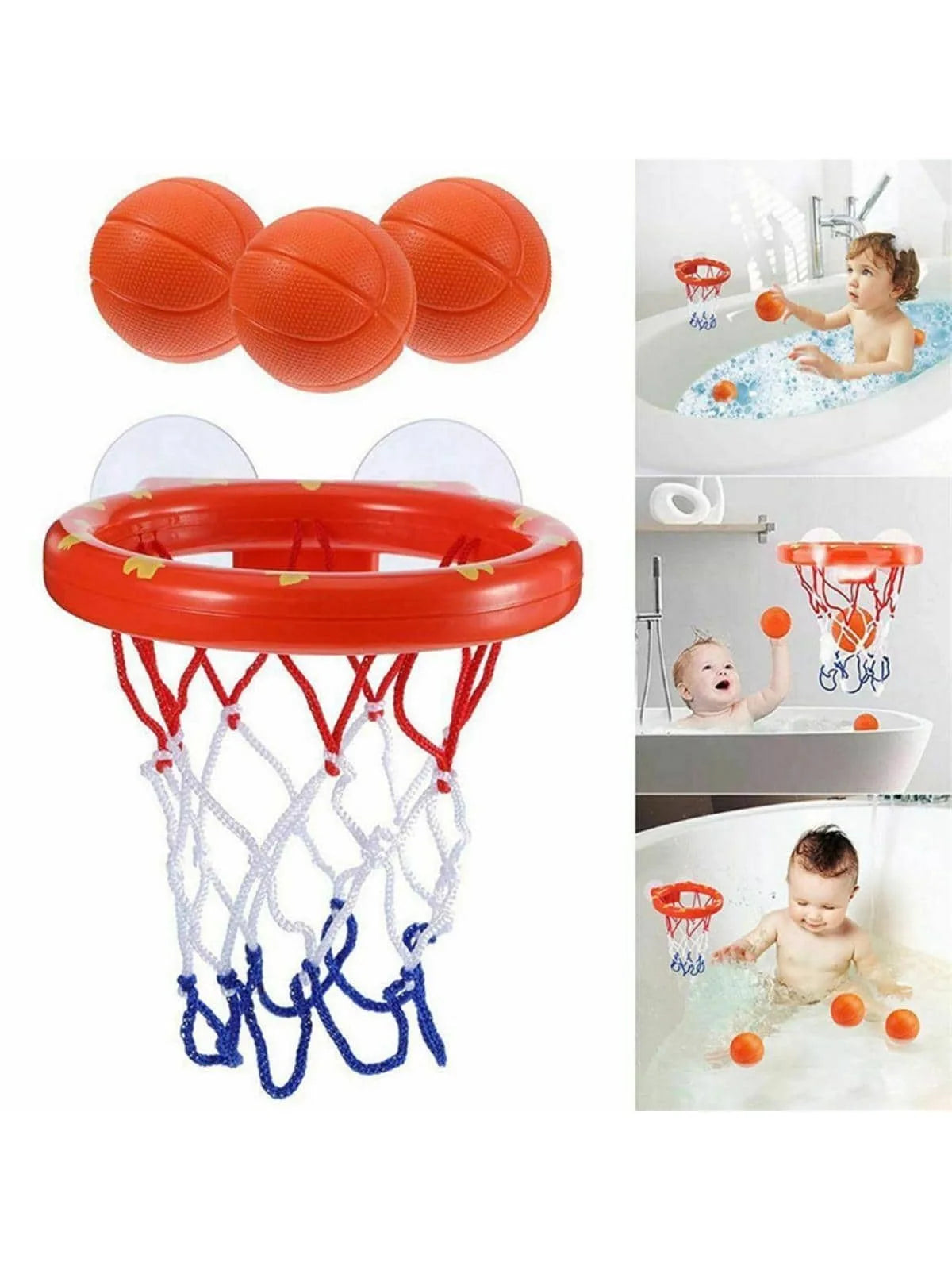 Baby Bath Toy Toddler Boy Water Toys Bathroom Bathtub Shooting Basketball Hoop with 3 Balls Dinosaur Kids Outdoor Play Set Cute