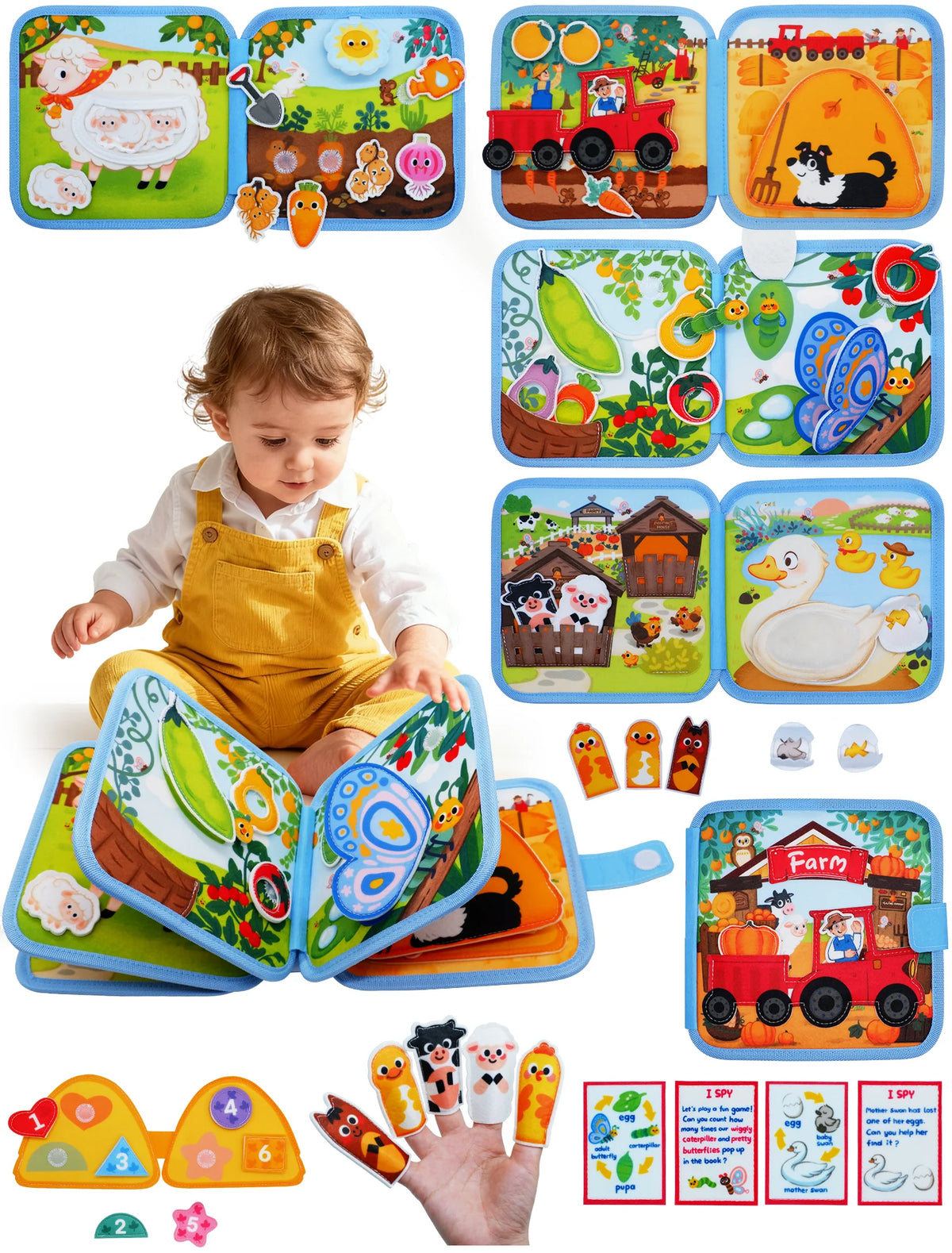 Toddlers Montessori Toy Busy Book Quiet Book Pretend Play Toy Early Educational Activity Book with Life Skills Cognition