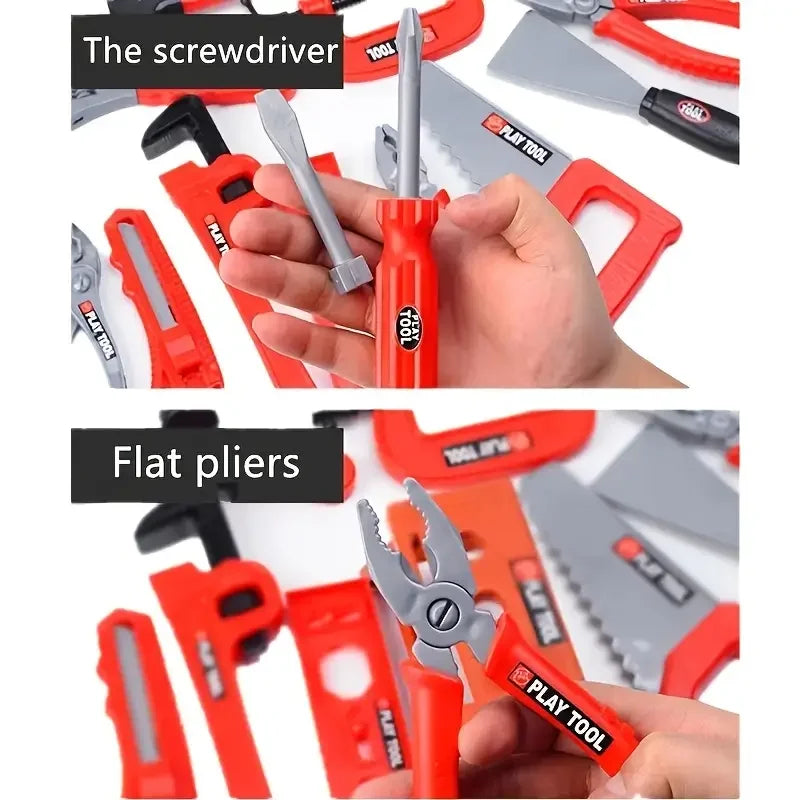 Toddler Tool Playset Hammer Saw and More, Construction Pretend Play Tools for Kids, Best Birthday Gift Ideas for Kids