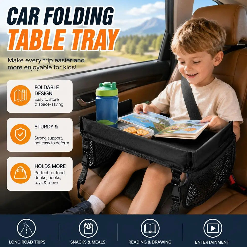 Car Seat Travel Tray Safety Seat Play Table Organizer Storage Snacks Toys Cup Holder Waterproof For Baby Children Kids Stroller