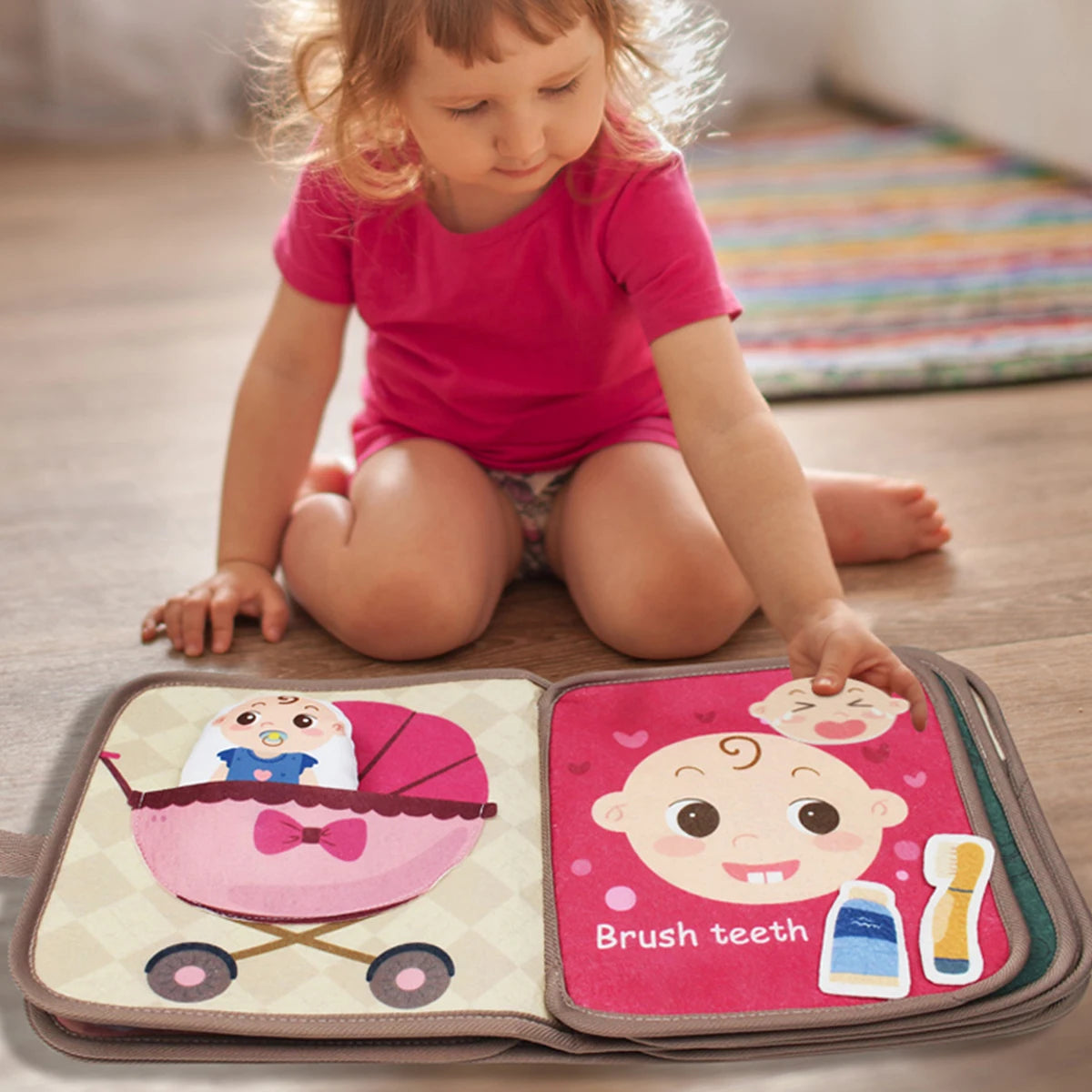 1pcs Montessori Busy Book Baby Early Education Book, Puzzle Toy, Animal Cognitive Fabric Book, Repeated Paste Book & Sensory Toy