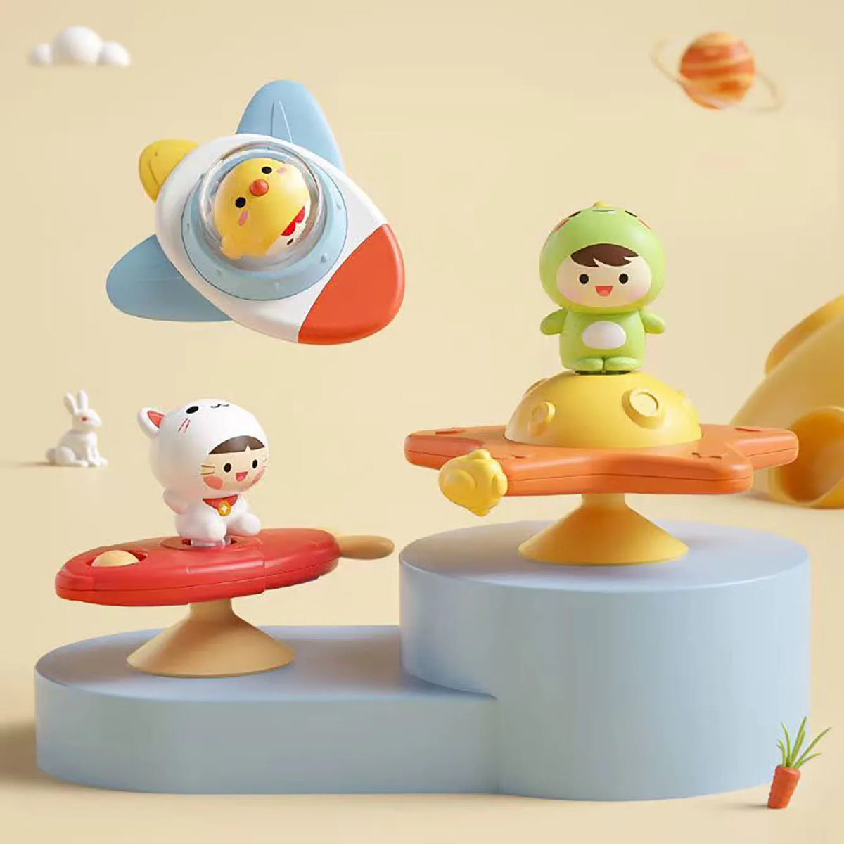 Baby Soothe Toy Cartoon Airplane Soothe Baby Artifact Baby Bath Fun Sucker Spinner Early Education Table Games