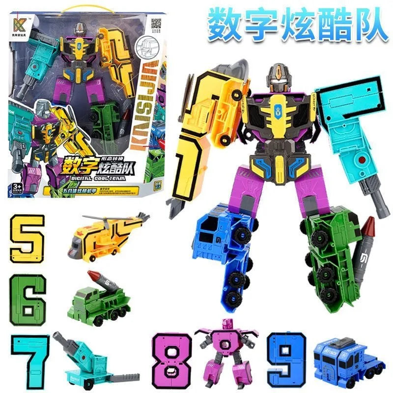 Children's Toy Car Oversized Digital Deformation Toy Children's Robot Digital 0-9 Assembly Puzzle Package Boys' Toys