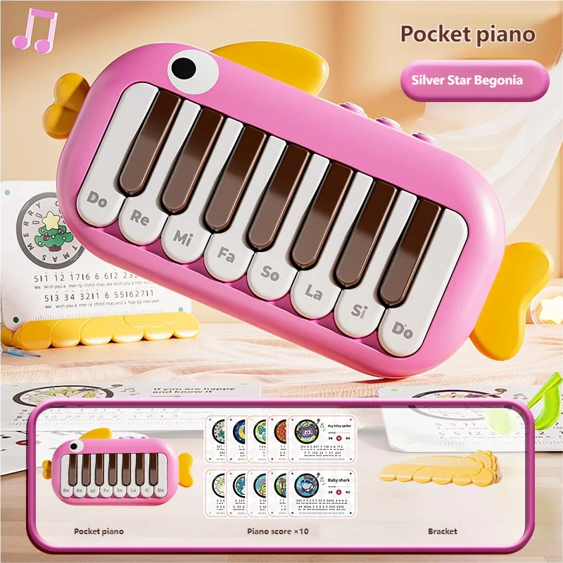 Montessori Baby Electronic Piano Toy, Multifunctional Pocket Music Keyboard, Early Learning Educational Musical Instrument Game