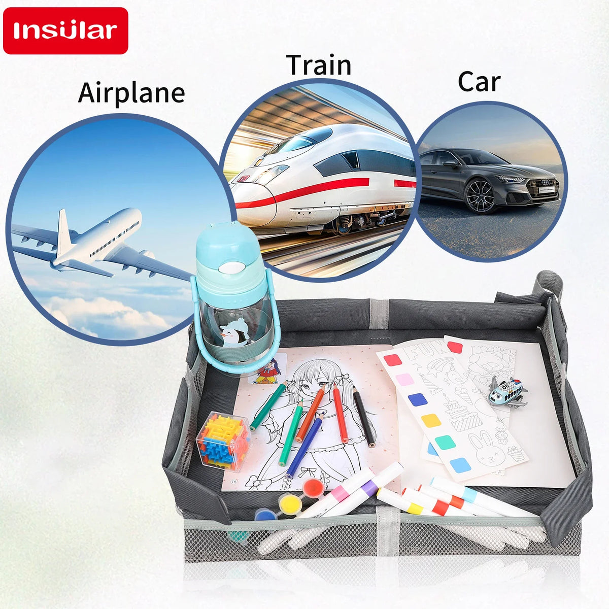 Waterproof Baby Car Seat Travel Tray Organizer With Cup Holder Toy Snack Storage Play Table For Kids Stroller Safety Seat