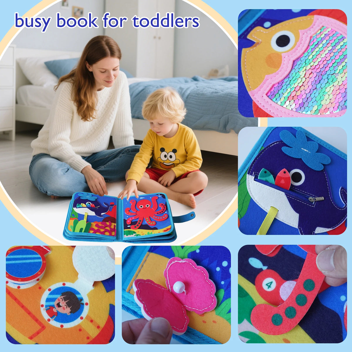 Busy Book Is Suitable for Travel Toys for Children Aged 1-3, Montessori Busy Board, and Birthday Gifts for Boys and Girls