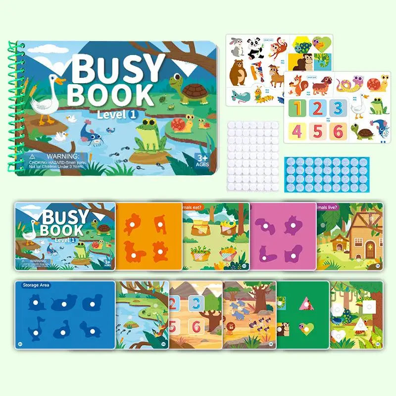 4 Engaging Cartoon Themed Kids Busy Book Ideal for Travel DIY Sticker Fun
