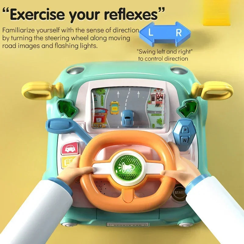 Children's Steering Wheel Toy Simulation Driving Toys with Light Music Car Seat Play Baby Interactive Educational Toy for Kids