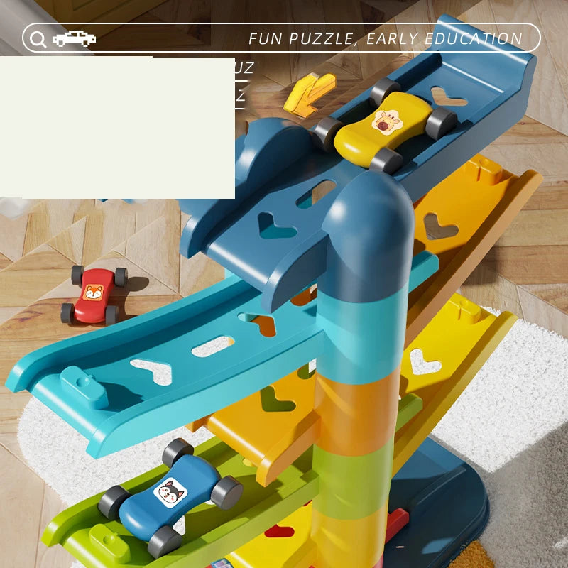 Children's Games Gliding Track Car 2 to 5 Years Inertia Toy Multi Layer Cartoon Puzzle Slide Car Roller Coaster Racing Toys