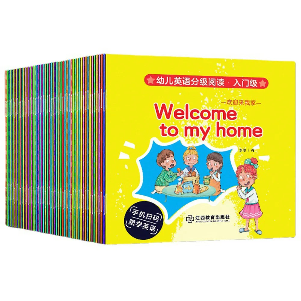 40pcs/Set Children's English Early Learning Picture Book Storybook Enlightenment Cognitive Tale Bedtime Story Read With Video