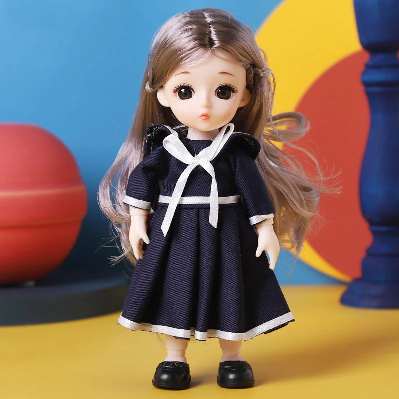 Doll For Girl Toy BJD Mini Doll 13 Movable Joint Baby 3D Big Eyes Beautiful DIY Toy Doll With Clothes Dress Up 1/12 Fashion Doll