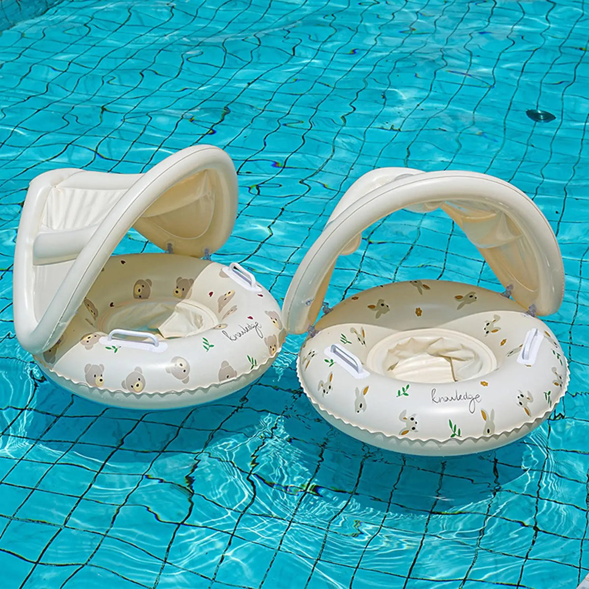 Baby Swimming Ring Inflatable Swim Ring with Detachable Sunshade Toddlers Pool Float Beach Water for Summer Pool Party