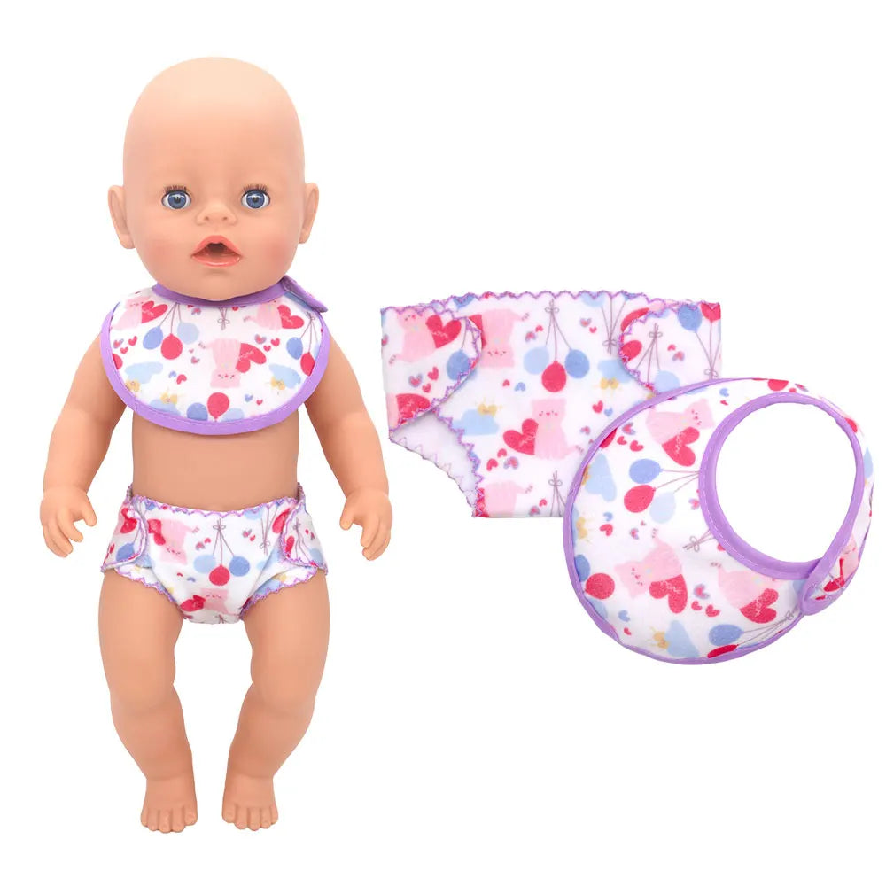 2023 New Drool towel set  For 17 Inch Baby Doll 43cm Doll Clothes, Doll Accessories.