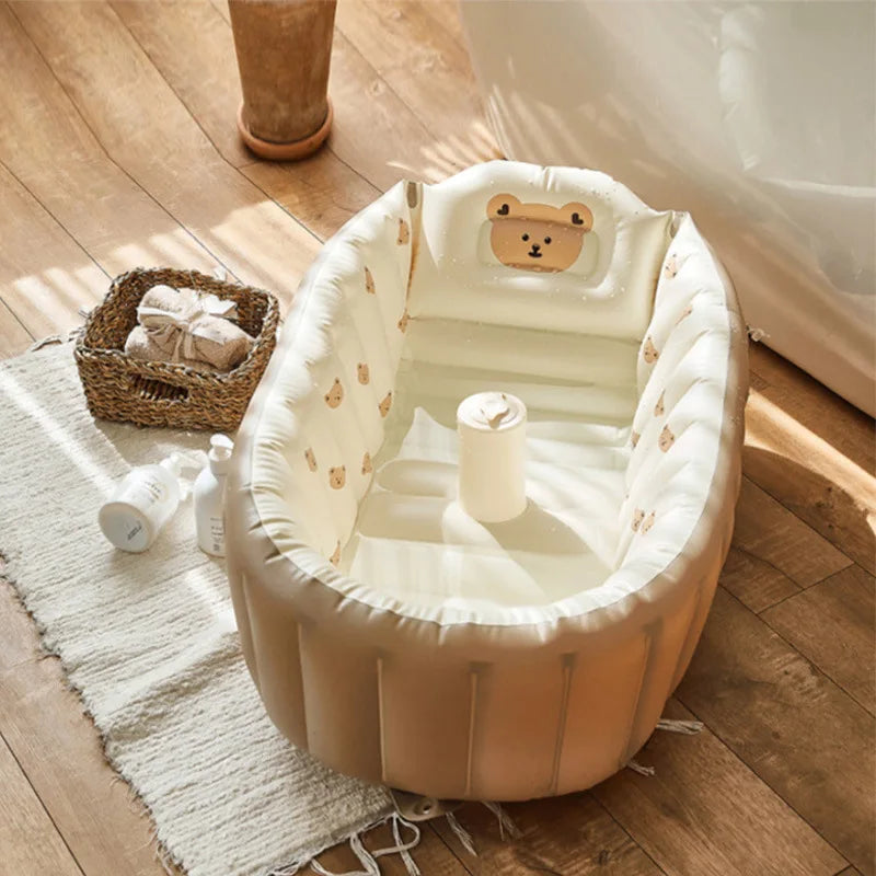 Ins Style Baby Inflatable Bathtub, Infant Portable Bath Tub, Indoor Kids Swimming Pool, Home Children Wash Basin for Newborn