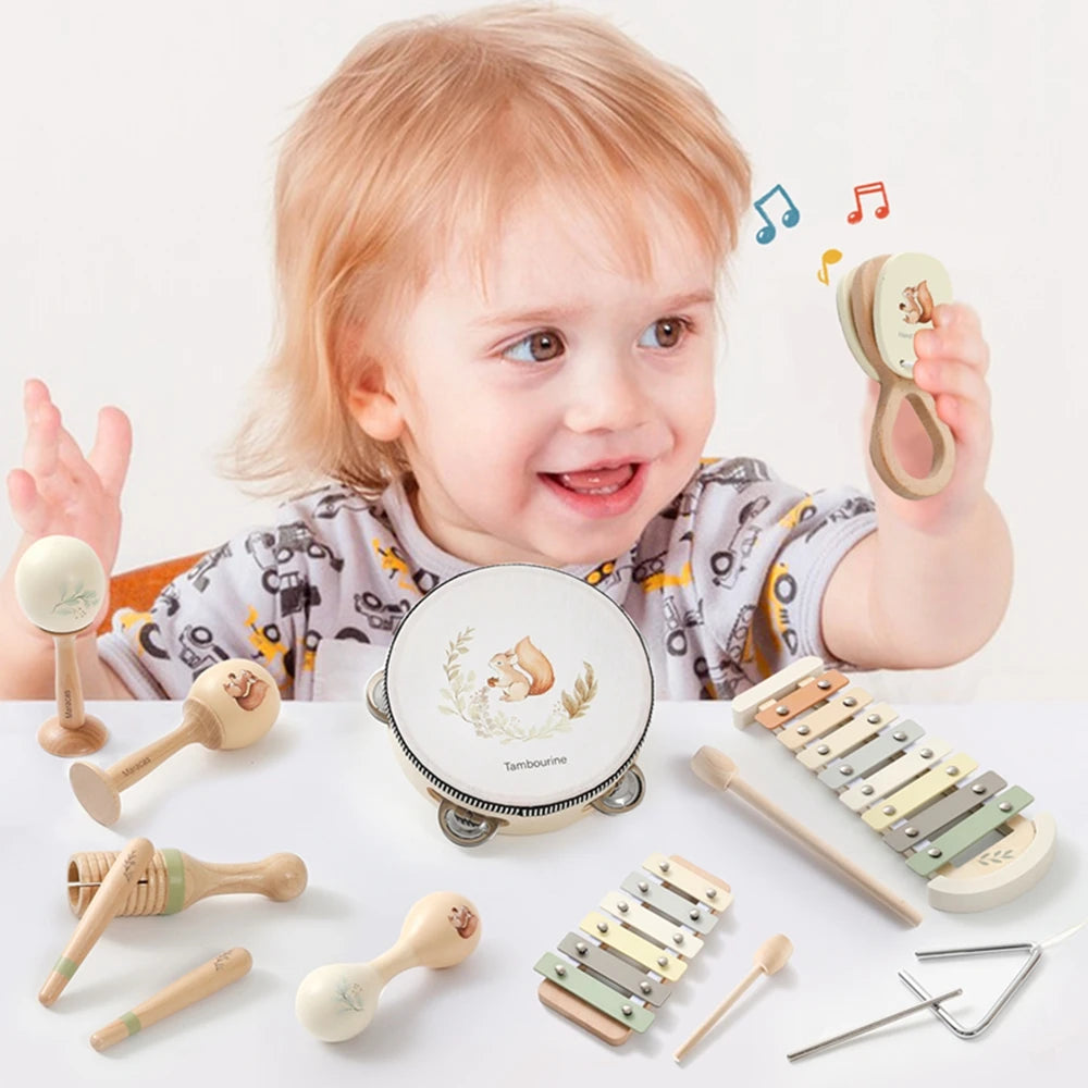 Baby 0 12 Months Toys Musical Instruments Montessori Music Drum Xylophone Kids Early Educational Wooden Instruments Baby Toys