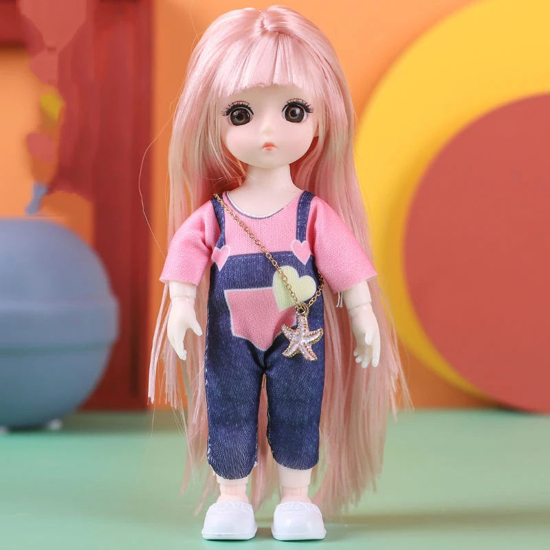 Doll For Girl Toy BJD Mini Doll 13 Movable Joint Baby 3D Big Eyes Beautiful DIY Toy Doll With Clothes Dress Up 1/12 Fashion Doll