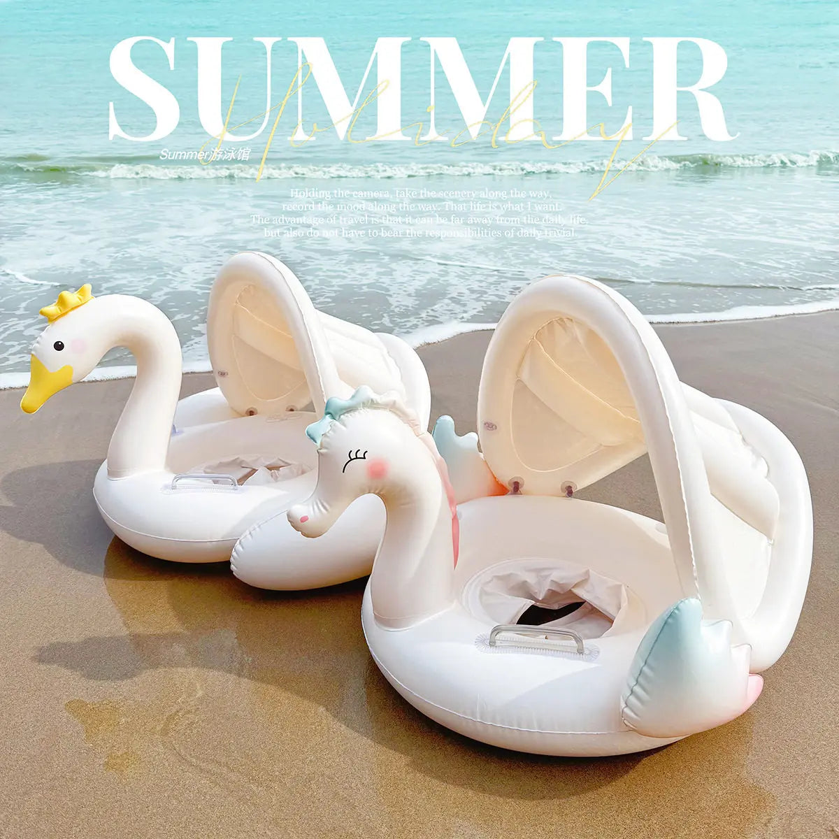 Pool Floats, Swan Baby Pool Float f, Inflatable Baby Toddler Swim Ring Floaties for Pool, Beach and Summer Water Fun