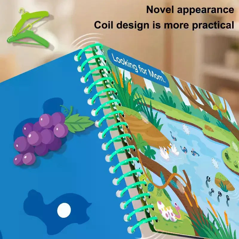 Montessori Quiet Busy Book, Educational DIY Cartoon Sticker Activity Toy for Kids Travel