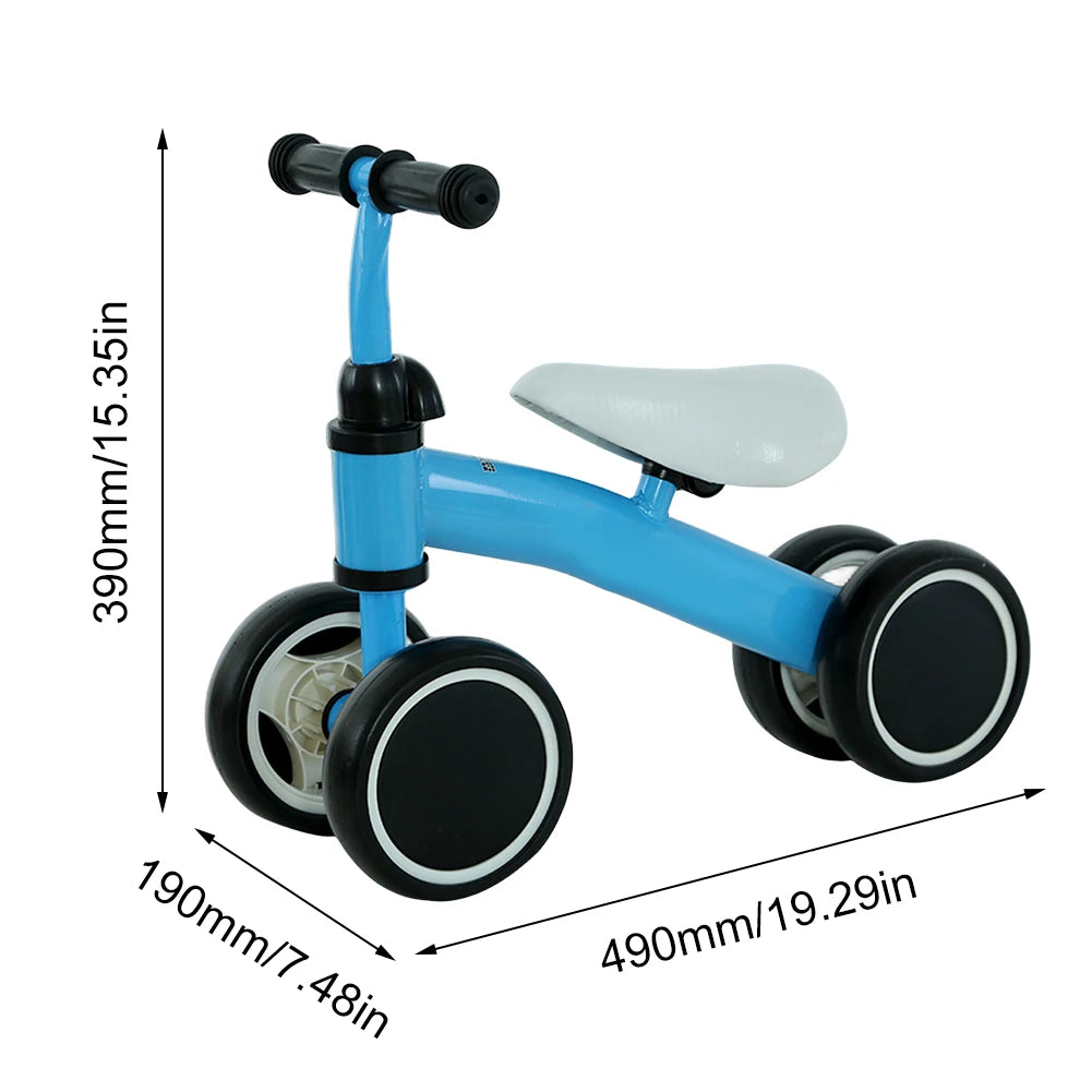 Baby Balance Bike Toddler Balance Bike Ergonomic Seat Baby Walker 4 Wheels No Pedals Riding  for 1-3 Years Old Kids