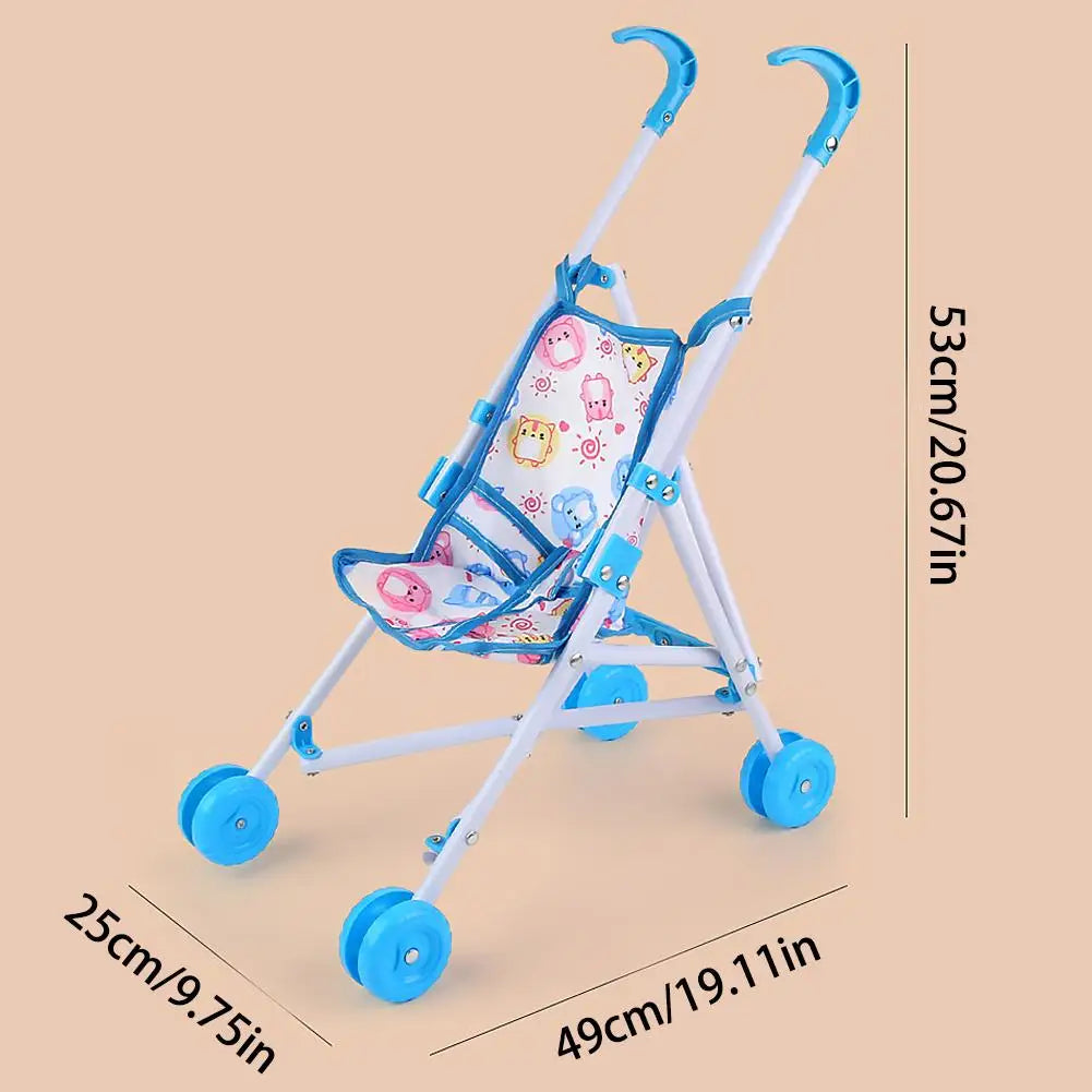 Trendy Interactive Dolls Pram Play Toys Plastic Doll Handcart Stable Baby Stroller for Boys Girls Babies Baby Doll Stroller Toy