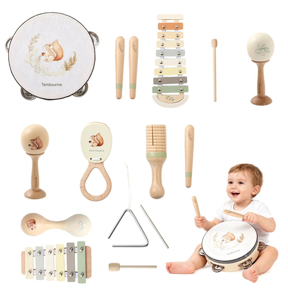 Baby 0 12 Months Toys Musical Instruments Montessori Music Drum Xylophone Kids Early Educational Wooden Instruments Baby Toys