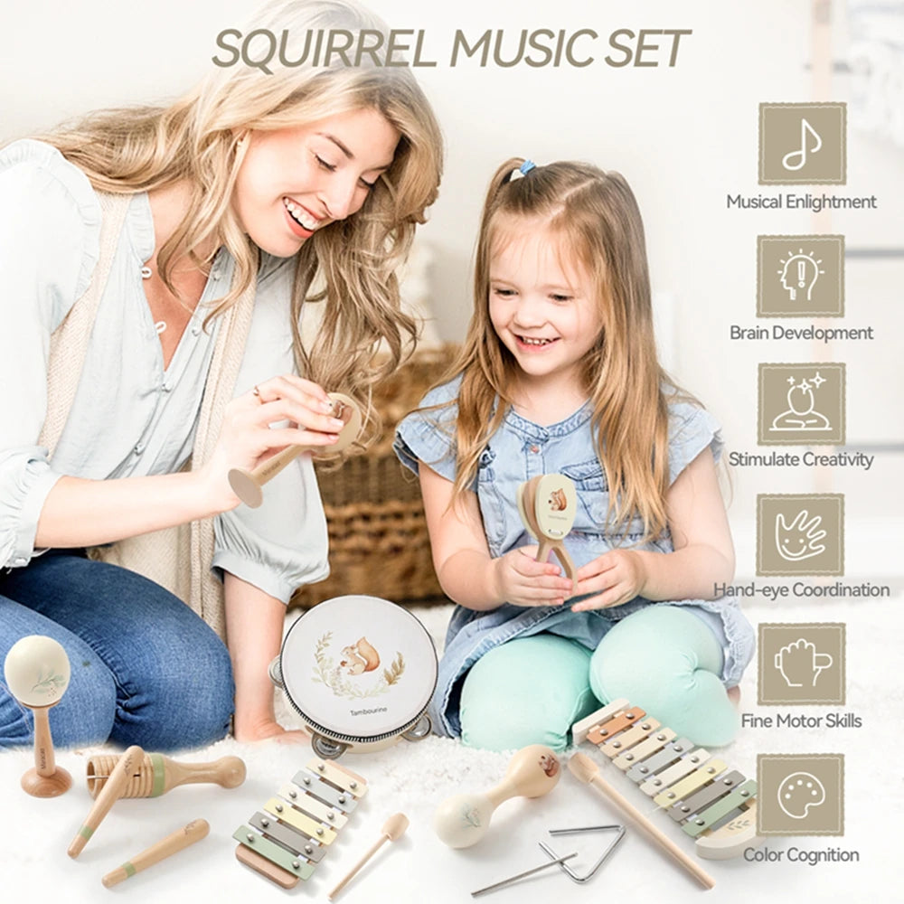 Baby 0 12 Months Toys Musical Instruments Montessori Music Drum Xylophone Kids Early Educational Wooden Instruments Baby Toys