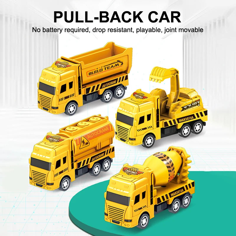 1 Pc Educational Cars Children Kid Pull Back Toy Warrior Engineering Vehicle Model Four Mini Cars