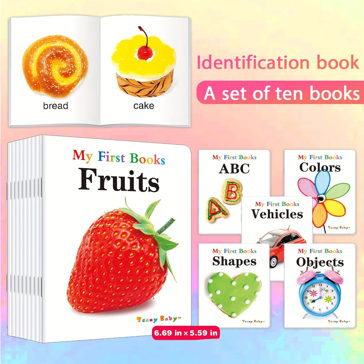 10 Books My First Early Learning Real Photo Picture Book Alphabet Number Color Shape Animal Fruit Food Vehicle Daily Vocabulary
