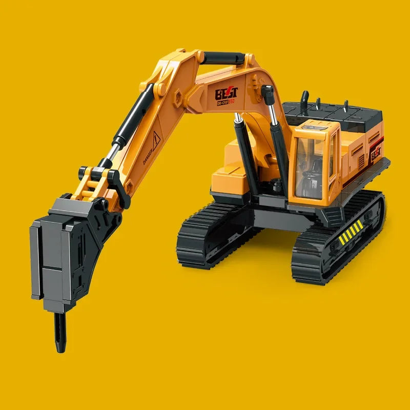 1:55 Simulation Engineering Vehicle Toy Excavator Demolition Machine Grab Stone Machine Grab Wood Crane Model Car Toys
