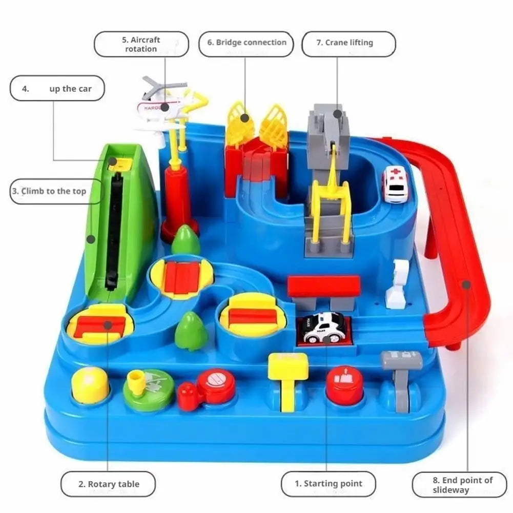 Electric Track Parking Building Car Toy Racing Rail Car Train Track Toy for Children Gifts Mechanical Adventure Brain Table Game