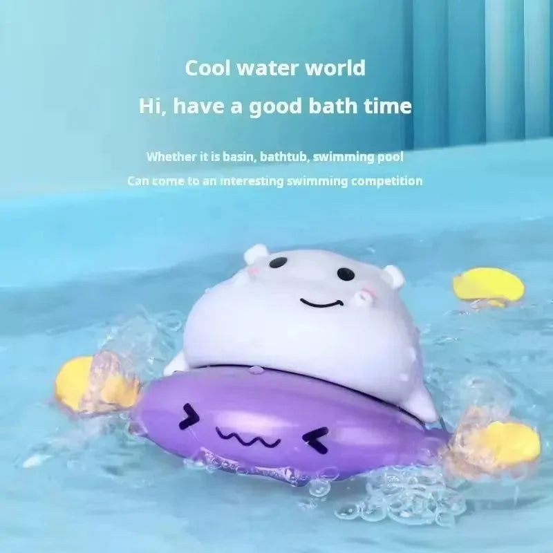 Wind-Up Swimming Toy, Pull String Baby Bath Toy,  Whale Dinosaur Pool Water Play, Infant Bathtub Fun, Educational Water Toy