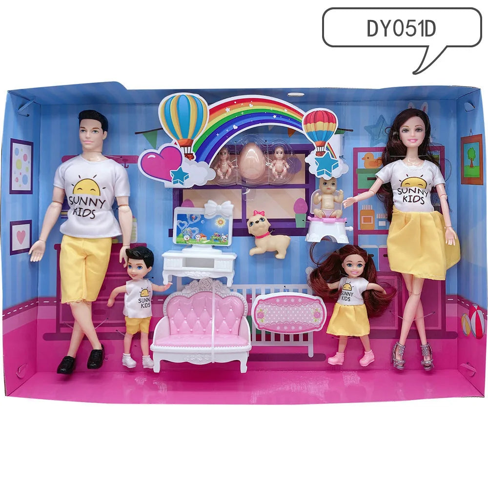 Doll Accessories Baby Dolls Pregnant Mom Father Children Family Set Christmas Birthday Present for Doll Game Toy,No Color Box