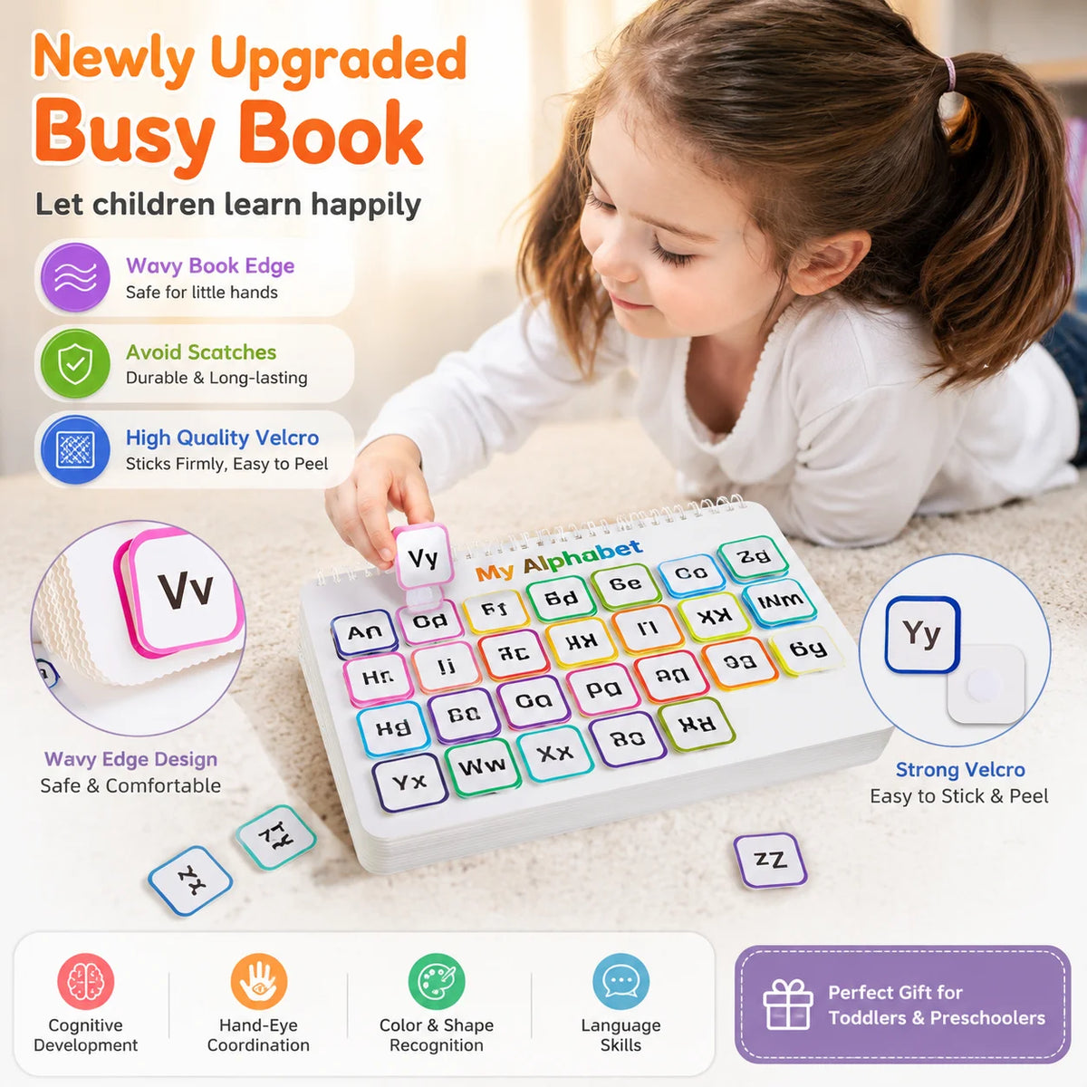 Montessori Preschool Learning Activities Busy Book，Workbook Activity Binder Autism Learning Materials and Tracing Coloring Book