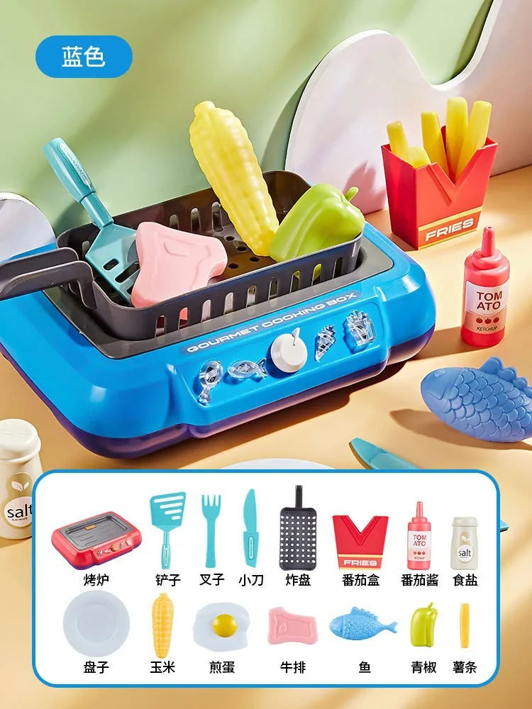 DIY Kitchen Cooking Toy Set with 20pcs Multi-functional Induction Children's Play House Food Toys for Parent-child Funny Gifts