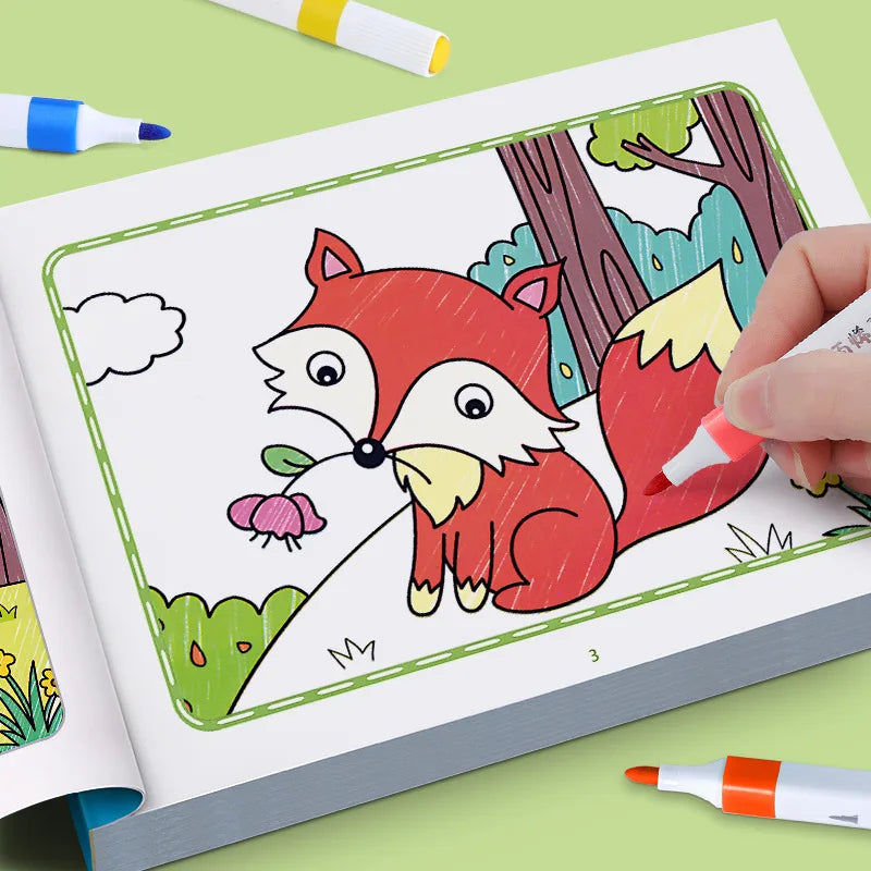 Cartoon Animal Drawing Book, Children's Coloring Book, Graffiti Coloring Book, Fun Coloring Book, Suitable for Children Aged 3-8