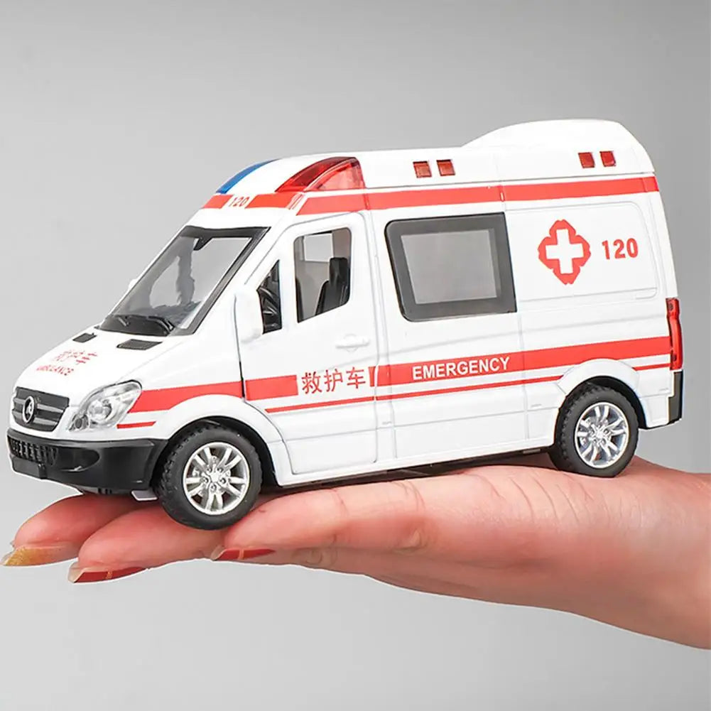 Children's Inertia Pull Back Car Toy Simulation Ambulance Model Car Toys Collection Gifts Toys for Boys