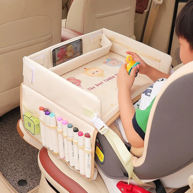 Baby Car Waterproof Storage Dining Table, Cartoon Kids Car Safety Seat Tray, Universal Small Table Board for Strollers