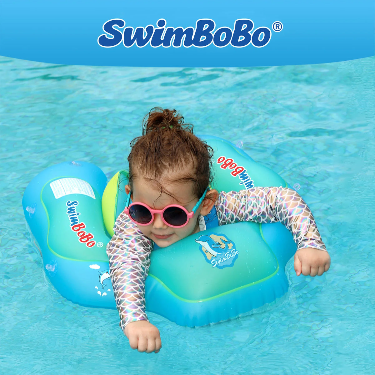 Swimbobo Safe Anti-Slip Baby Float with Safety Shoulder Straps, Inflatable Swimming Pool Ring for Infant, Prevent Tipping Over,