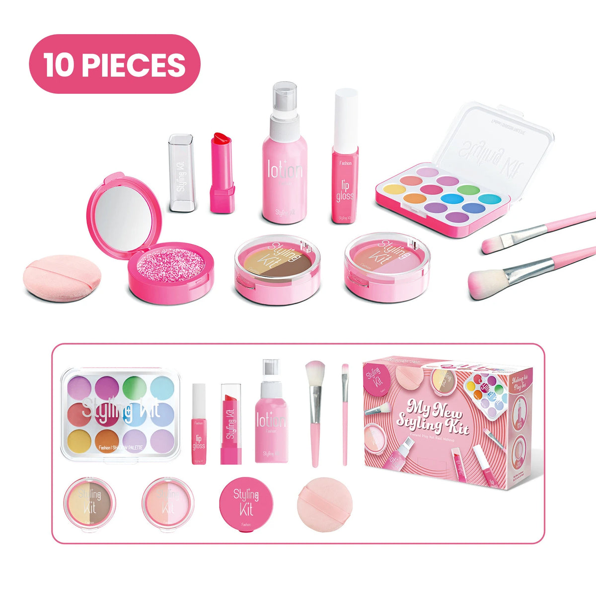 Child Girl Makeup Career Role Play Toys Play Makeup Toys Simulated Pretend Play Cosmetics Lipstick Powder Blusher Sets for Kids