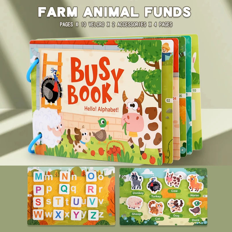 Montessori Baby Busy Book My First Quiet Book Paste Early Learning Education Toy Children Toy Matching Game for Babies