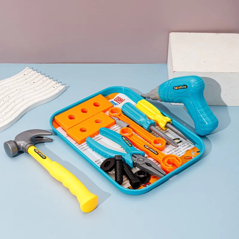 Children's Repair Tool Set Diy Pretend Play Toy for Boys Maintenance Tools Kit Safe Plastic Simulation Screwdriver Hammer Gifts